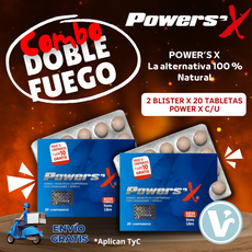 **COMBO DOBLE FUEGO; 2 Blister PowerS’X (40 Tabletas) ¡ENVÍO GRATIS! Aplican TyC**