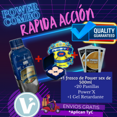 **Combo Rápida Acción (1 Frasco de Power 500ML + 20 Pastillas Powers X + 1 Gel Retardante+ ¡ENVÍO GRATIS!**