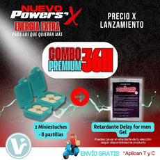 **POWER SEX EXTRAENERGÍA - COMBO PREMIUM 36H (2 mini estuches 8 pastillas+ Retardante Delay for men Gel) ENVÍO GRATIS**