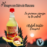 **VINAGRE CON SIDRA DE MANZANA+VITAMINA C X 750ML (Con la madre)**